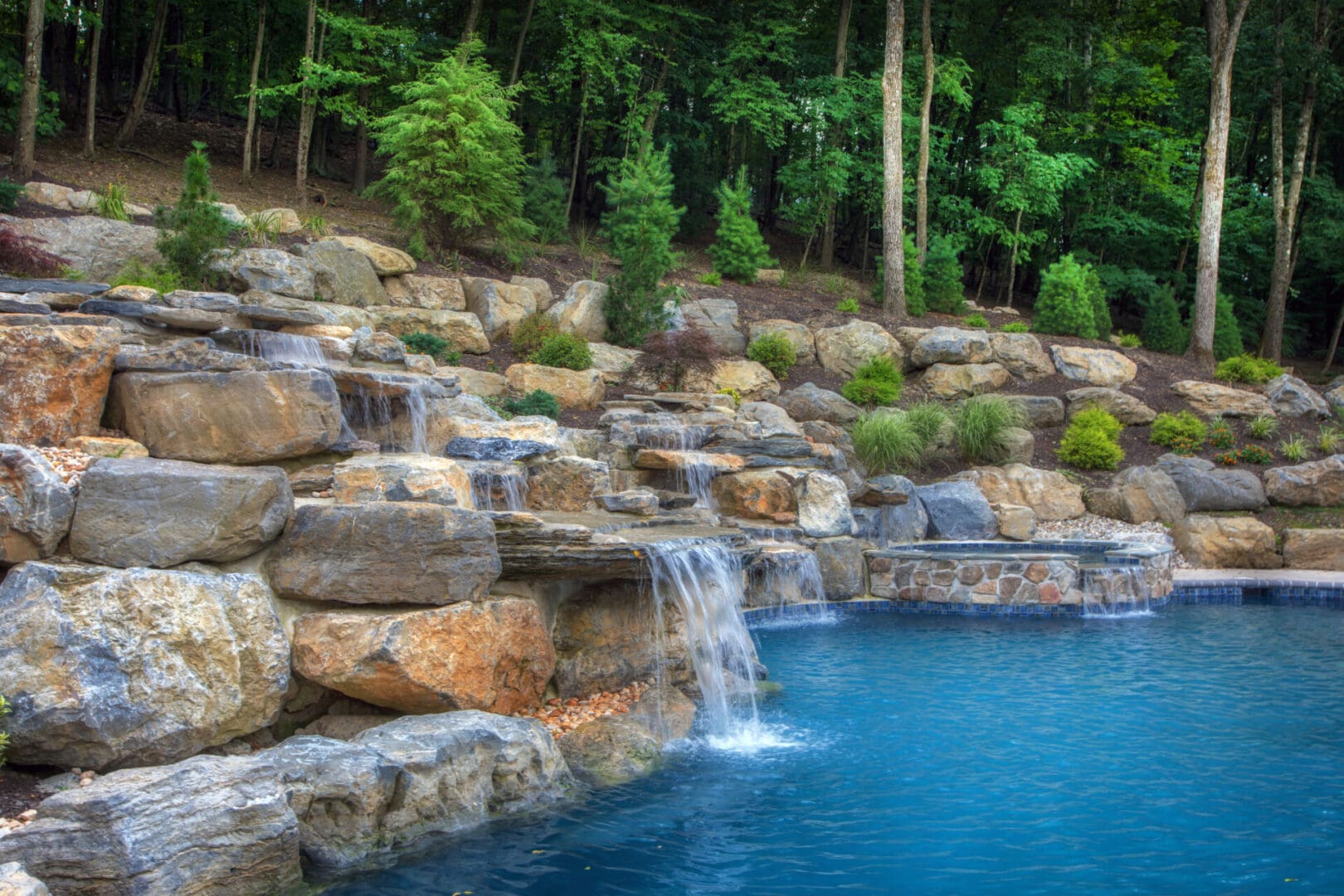 Boulder Water Feature and Spa