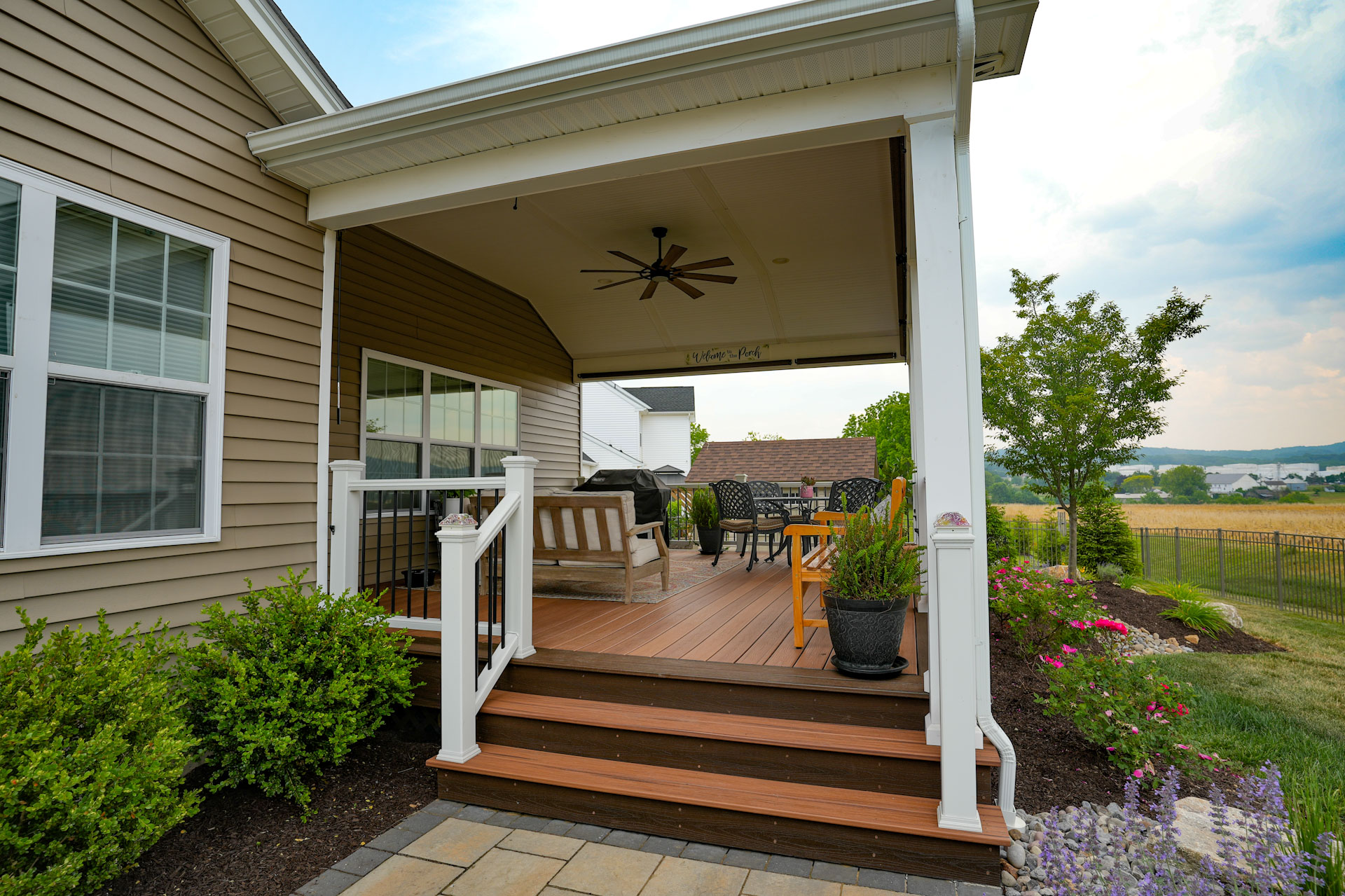 Roof extension and deck