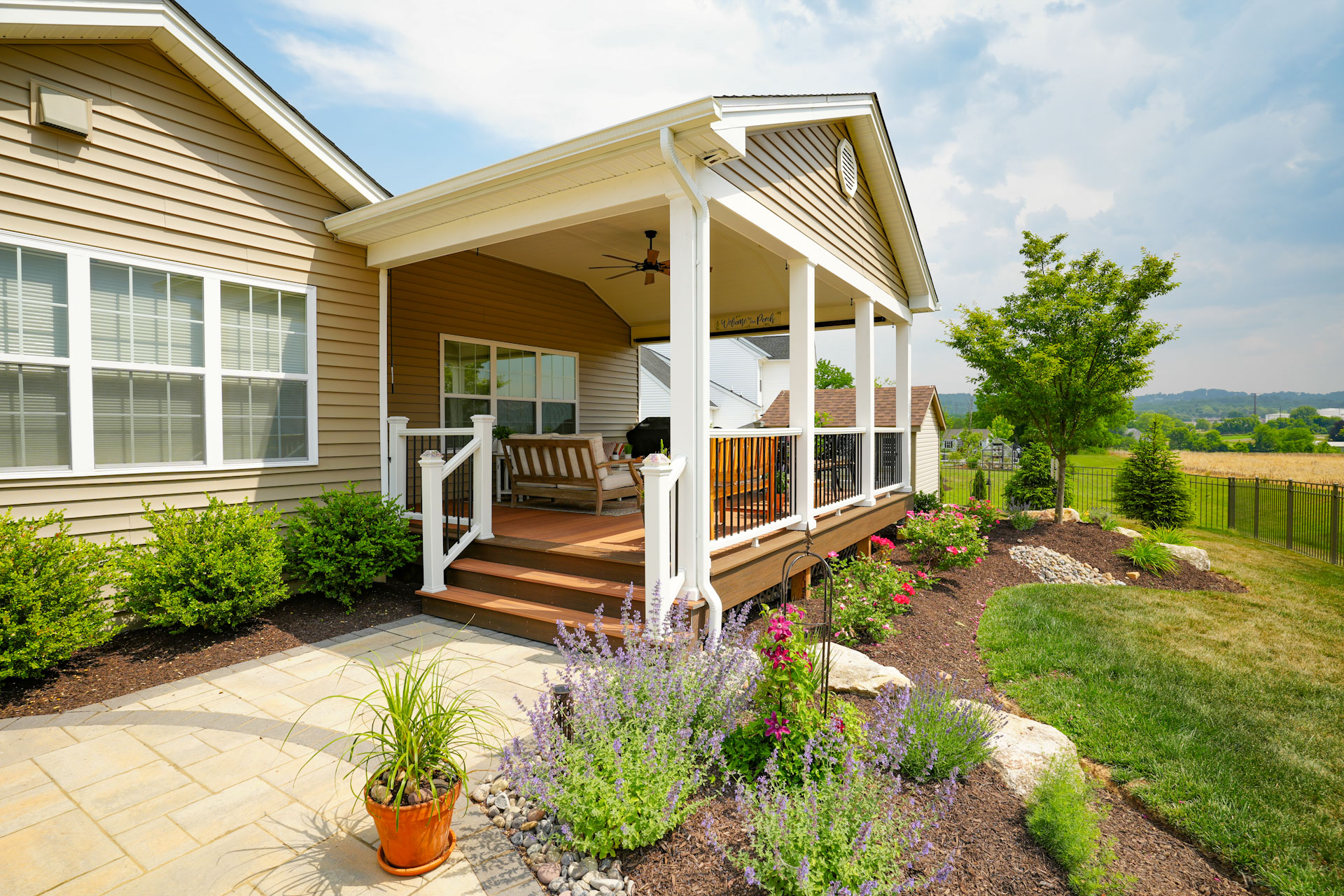 Landscaping around roof extensions
