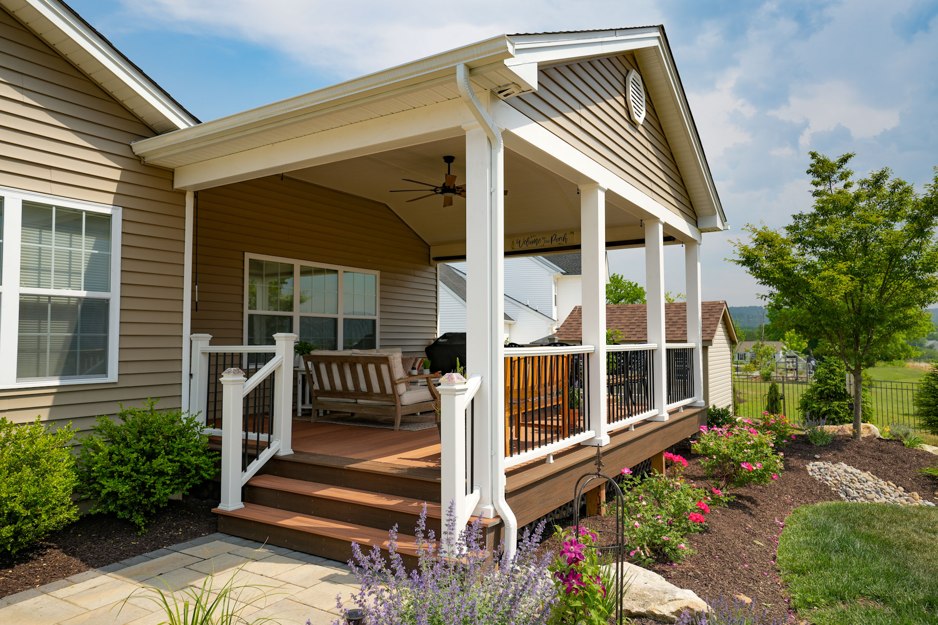 Roof extension and deck