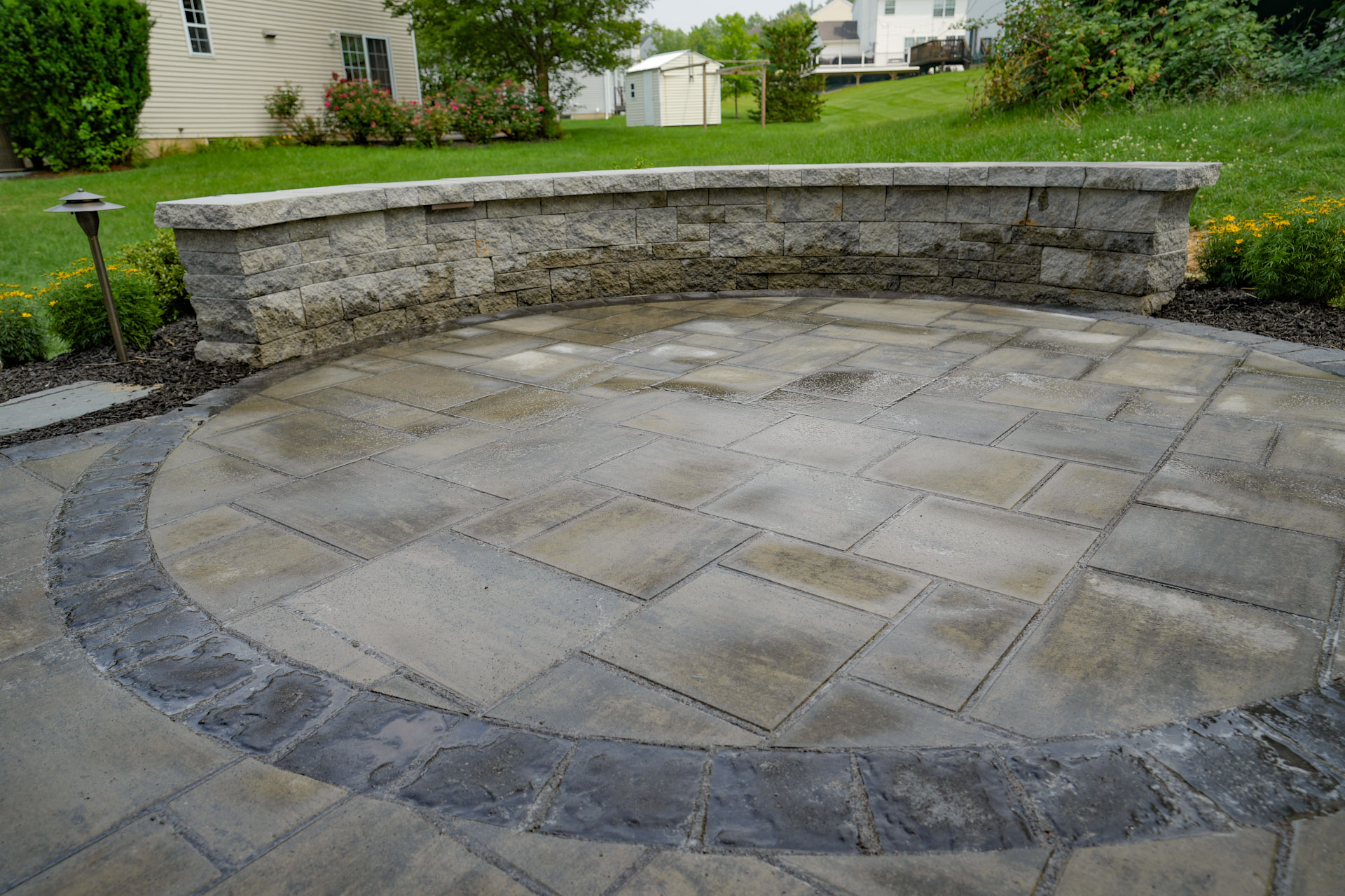Patio with seating wall