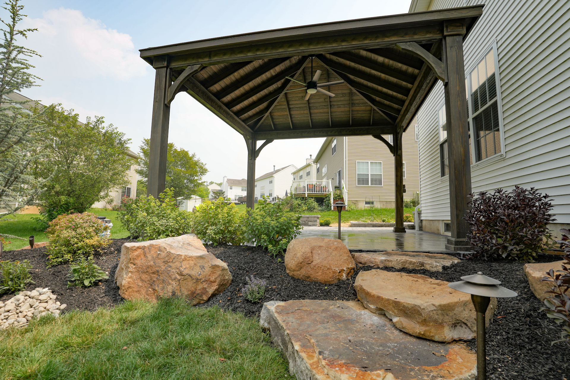 planting and pavilion