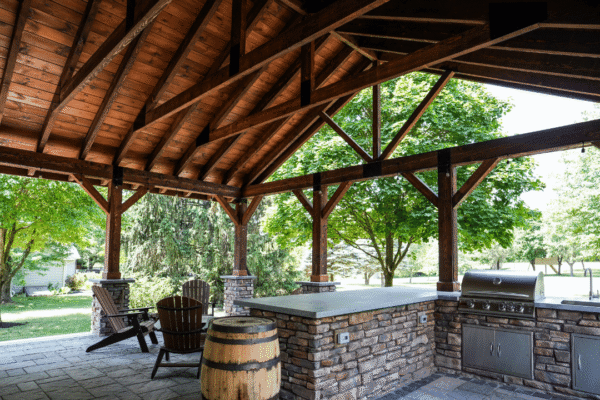 custom structure with patio and outdoor kitchen Lehigh Valley, PA